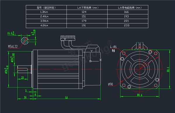 80系列伺服电机外形安装图（含安装尺寸）.png
