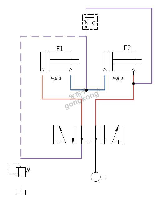图9 带单向阀的同步气缸接线方式.png