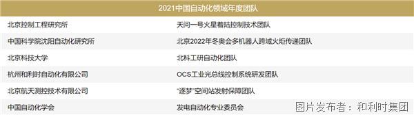 和利時OCS工業光總線控制系統研發團隊榮獲“2021中國自動化領域年度團隊”獎項